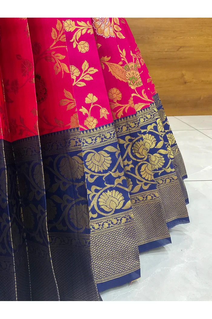 Beautiful South Indian Style Half Saree with Hand Work Blouse and Dupatta for Women | Shobitha - Image 27