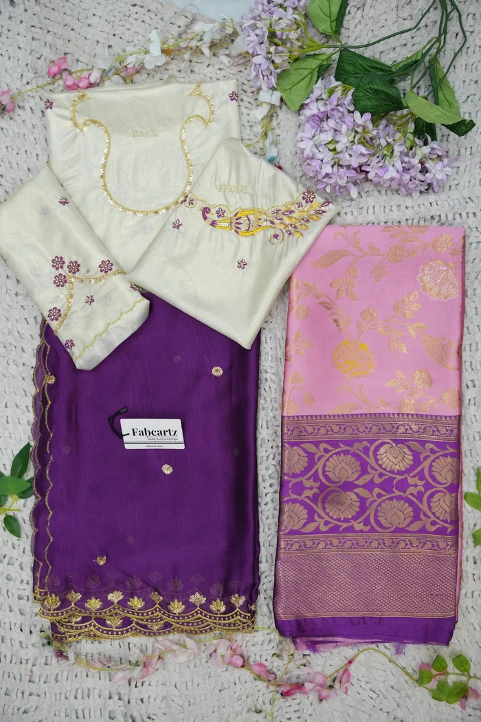 Beautiful South Indian Style Half Saree with Hand Work Blouse and Dupatta for Women | Shobitha - Image 46