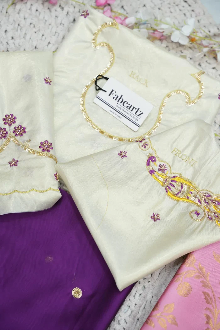 Beautiful South Indian Style Half Saree with Hand Work Blouse and Dupatta for Women | Shobitha - Image 49