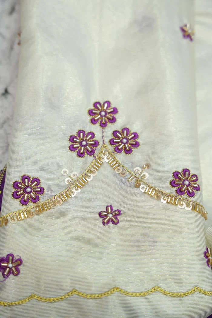 Beautiful South Indian Style Half Saree with Hand Work Blouse and Dupatta for Women | Shobitha - Image 51