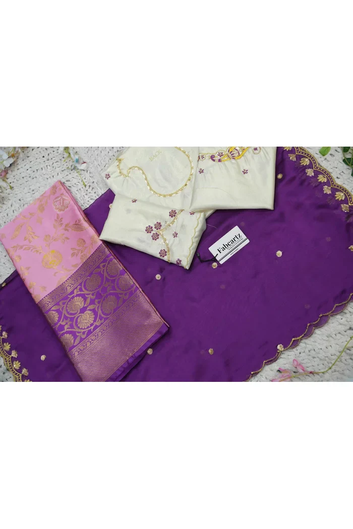 Beautiful South Indian Style Half Saree with Hand Work Blouse and Dupatta for Women | Shobitha - Image 54