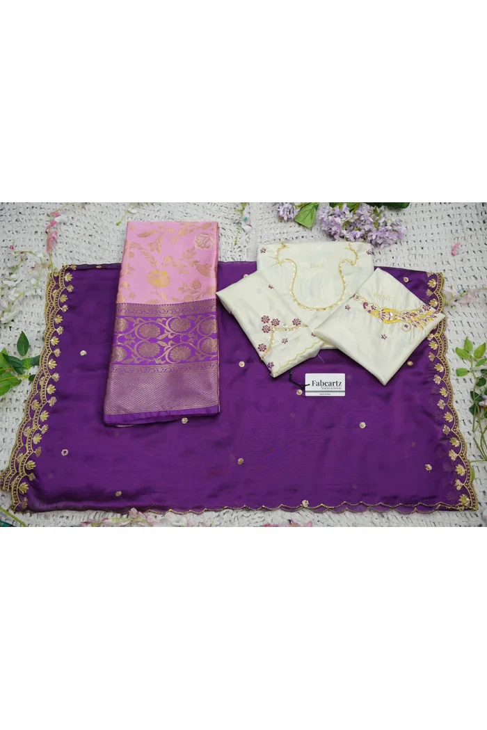 Beautiful South Indian Style Half Saree with Hand Work Blouse and Dupatta for Women | Shobitha - Image 55