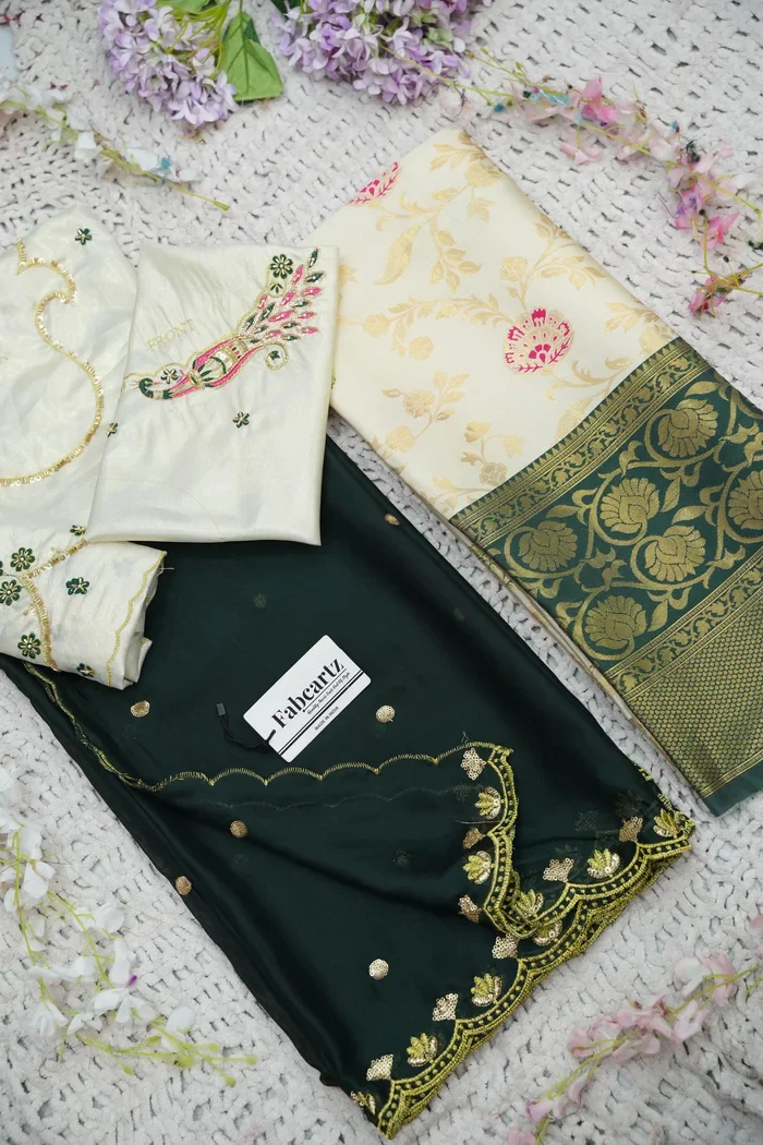 Beautiful South Indian Style Half Saree with Hand Work Blouse and Dupatta for Women | Shobitha - Image 59
