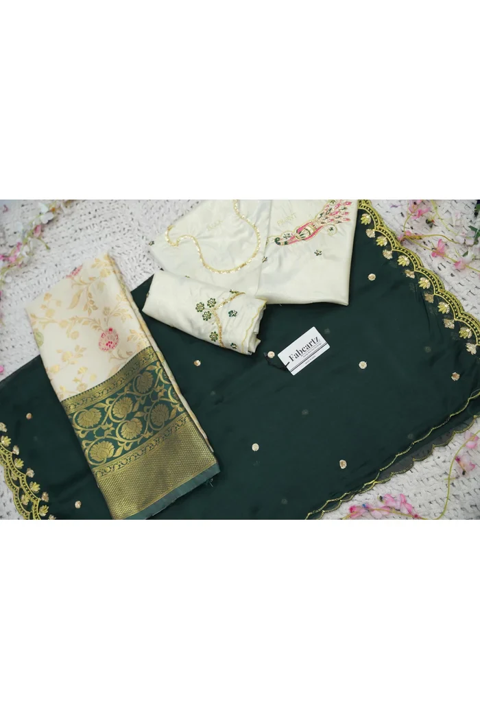 Beautiful South Indian Style Half Saree with Hand Work Blouse and Dupatta for Women | Shobitha - Image 66