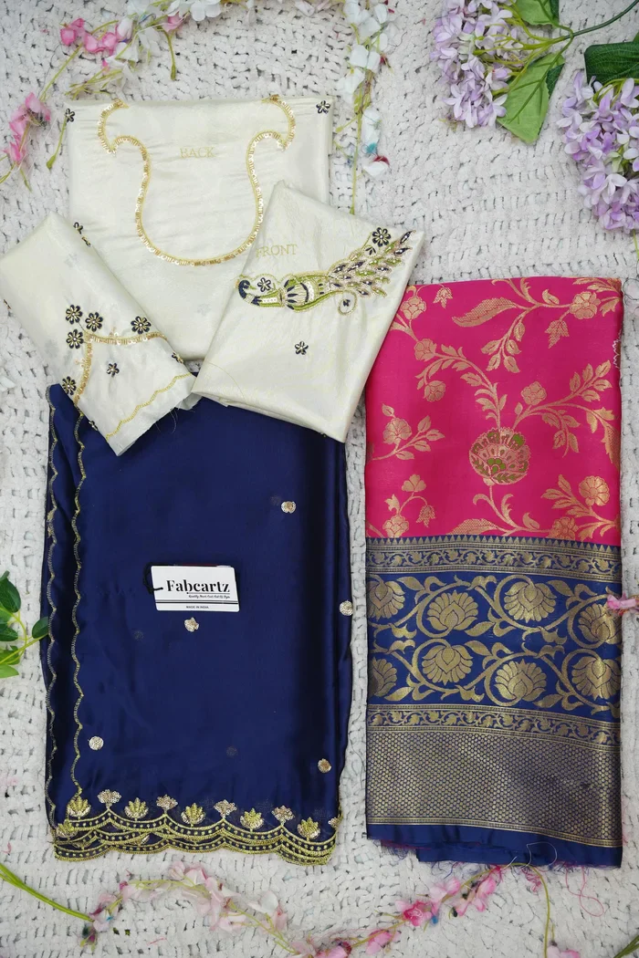 Beautiful South Indian Style Half Saree with Hand Work Blouse and Dupatta for Women | Shobitha - Image 70