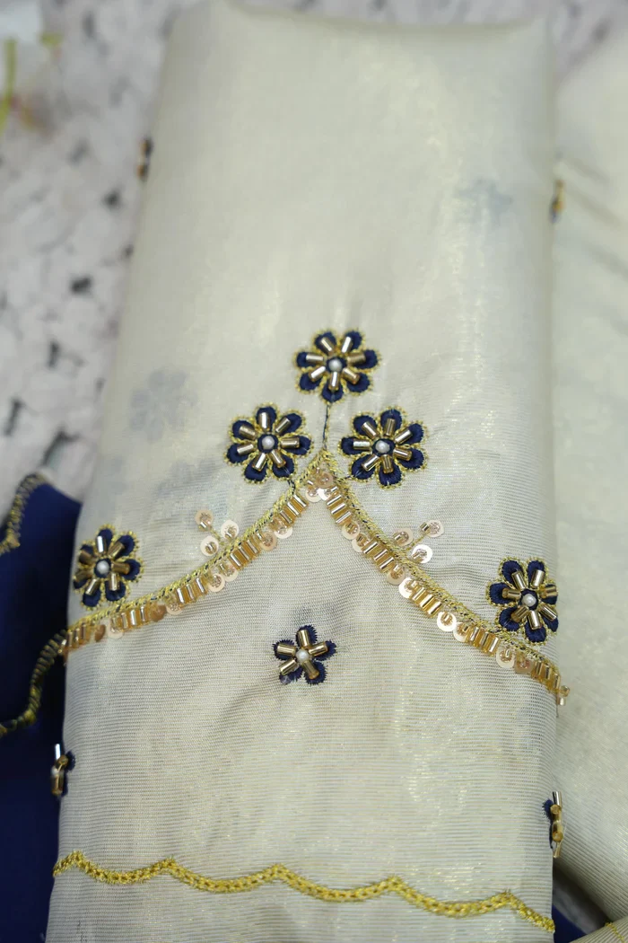 Beautiful South Indian Style Half Saree with Hand Work Blouse and Dupatta for Women | Shobitha - Image 76