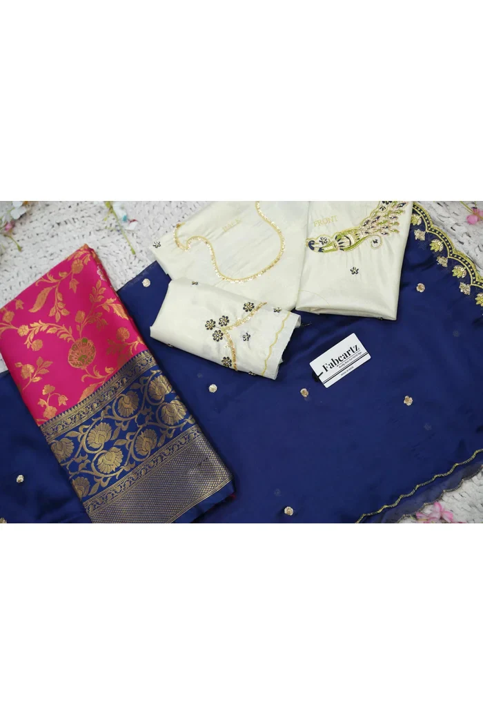 Beautiful South Indian Style Half Saree with Hand Work Blouse and Dupatta for Women | Shobitha - Image 78