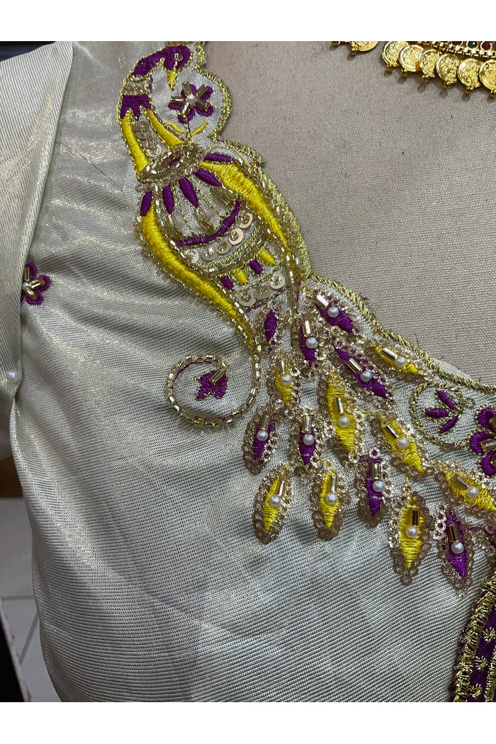 Beautiful South Indian Style Half Saree with Hand Work Blouse and Dupatta for Women | Shobitha - Image 8