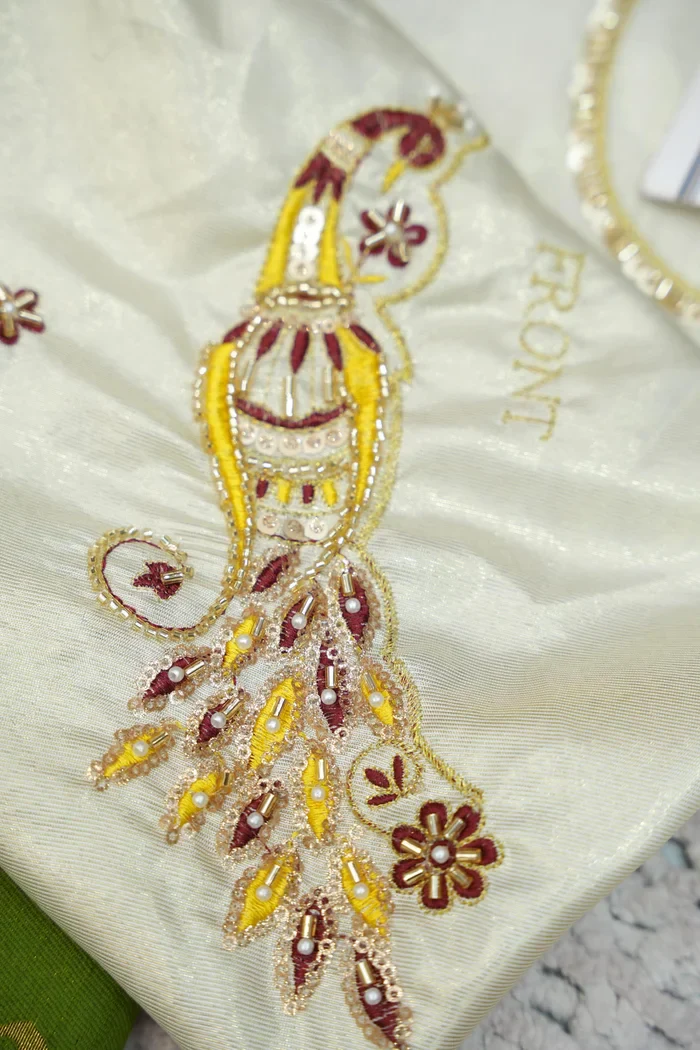 Beautiful South Indian Style Half Saree with Hand Work Blouse and Dupatta for Women | Shobitha - Image 86