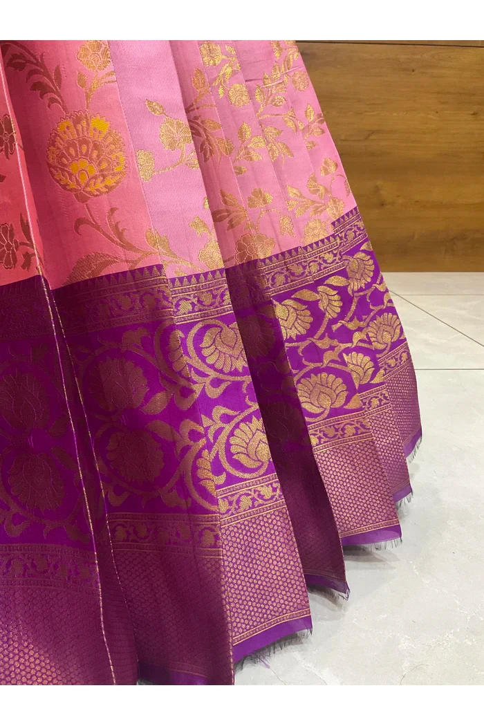 Beautiful South Indian Style Half Saree with Hand Work Blouse and Dupatta for Women | Shobitha - Image 9