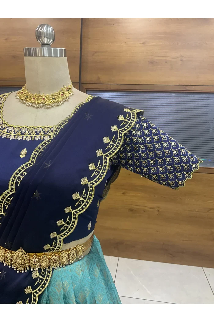 Beautiful South Indian Style Half Saree with Blouse and Dupatta for Women | Reet - Image 22
