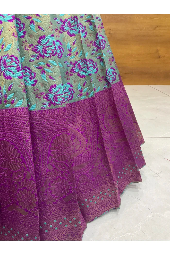 Beautiful South Indian Style Half Saree with Embroidery Blouse and Dupatta for Women | Atreyi - Image 32