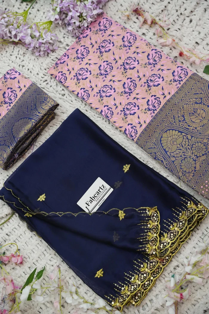 Beautiful South Indian Style Half Saree with Embroidery Blouse and Dupatta for Women | Atreyi - Image 41