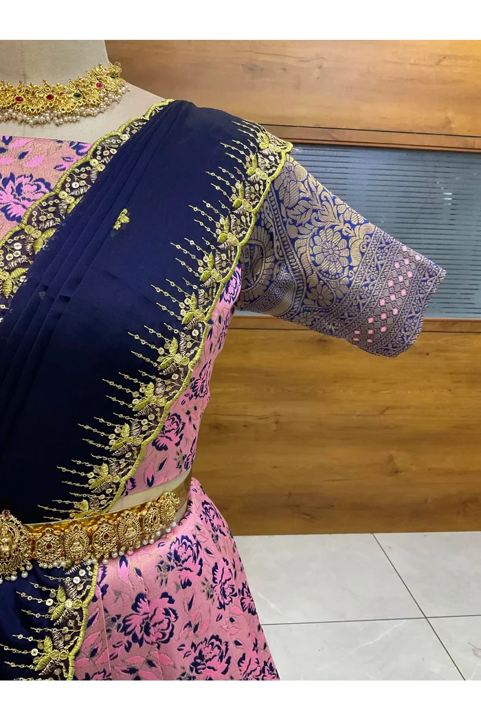 Beautiful South Indian Style Half Saree with Embroidery Blouse and Dupatta for Women | Atreyi - Image 5