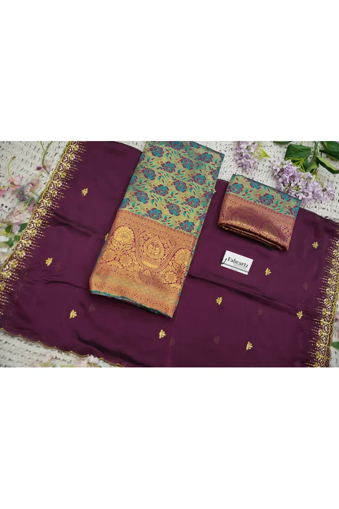 Beautiful South Indian Style Half Saree with Embroidery Blouse and Dupatta for Women | Atreyi - Image 67