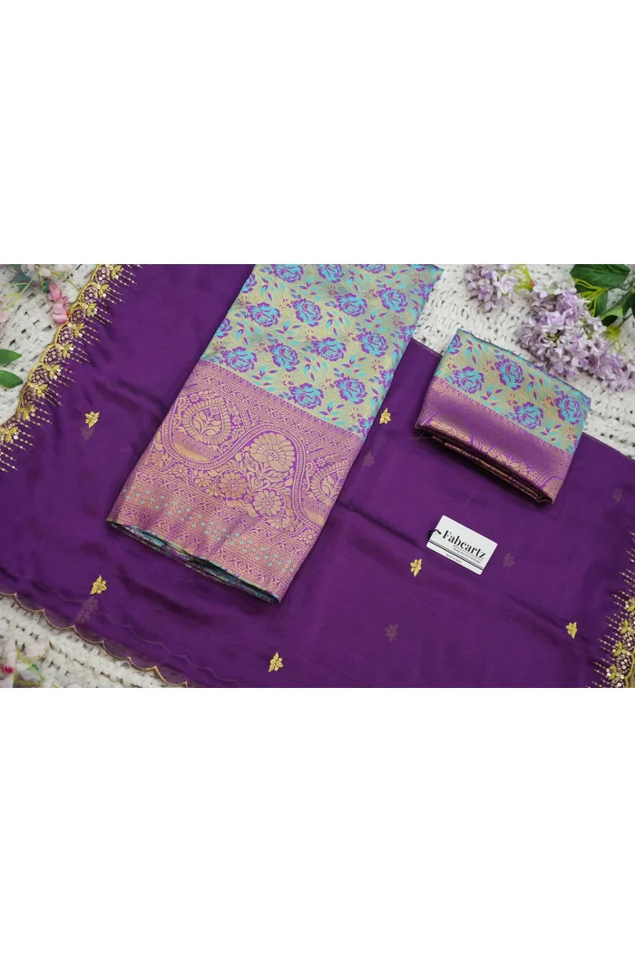 Beautiful South Indian Style Half Saree with Embroidery Blouse and Dupatta for Women | Atreyi - Image 75