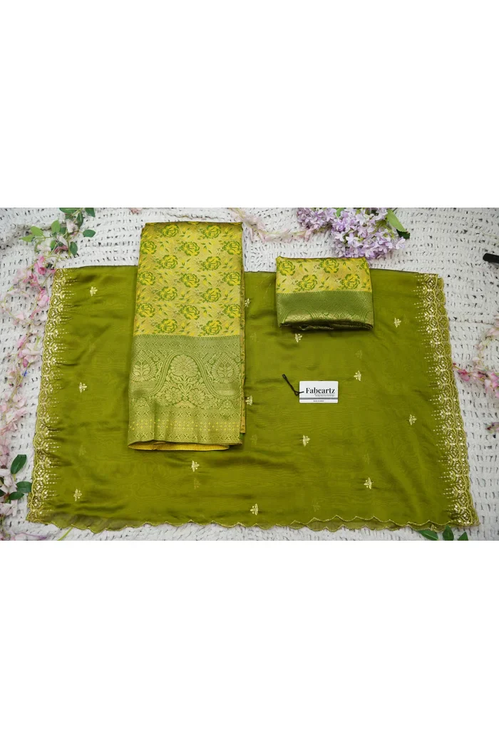 Beautiful South Indian Style Half Saree with Embroidery Blouse and Dupatta for Women | Atreyi Kv - Image 101