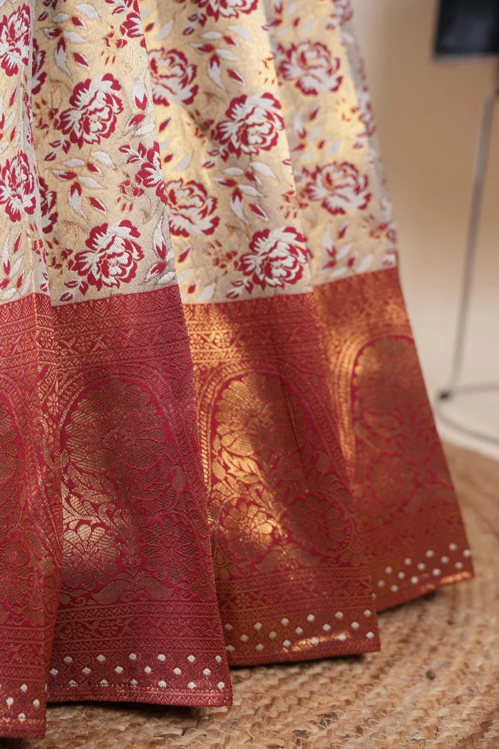 Beautiful South Indian Style Half Saree with Embroidery Blouse and Dupatta for Women | Atreyi Kv - Image 18