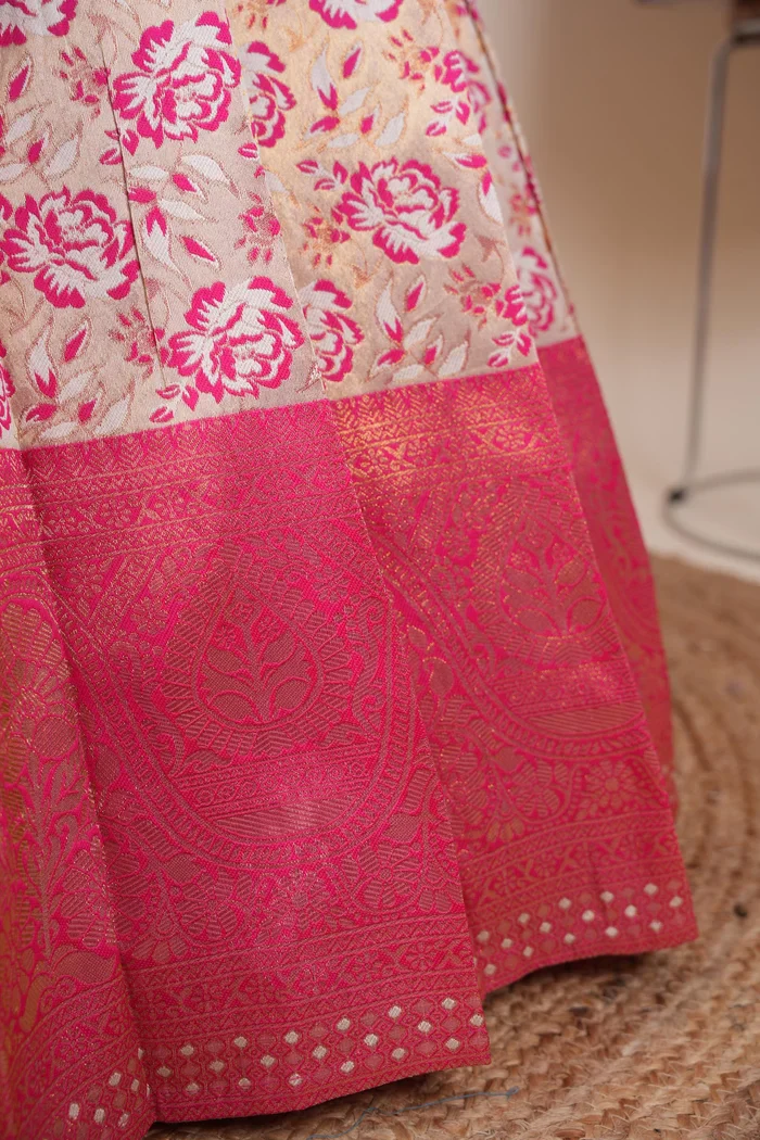 Beautiful South Indian Style Half Saree with Embroidery Blouse and Dupatta for Women | Atreyi Kv - Image 27