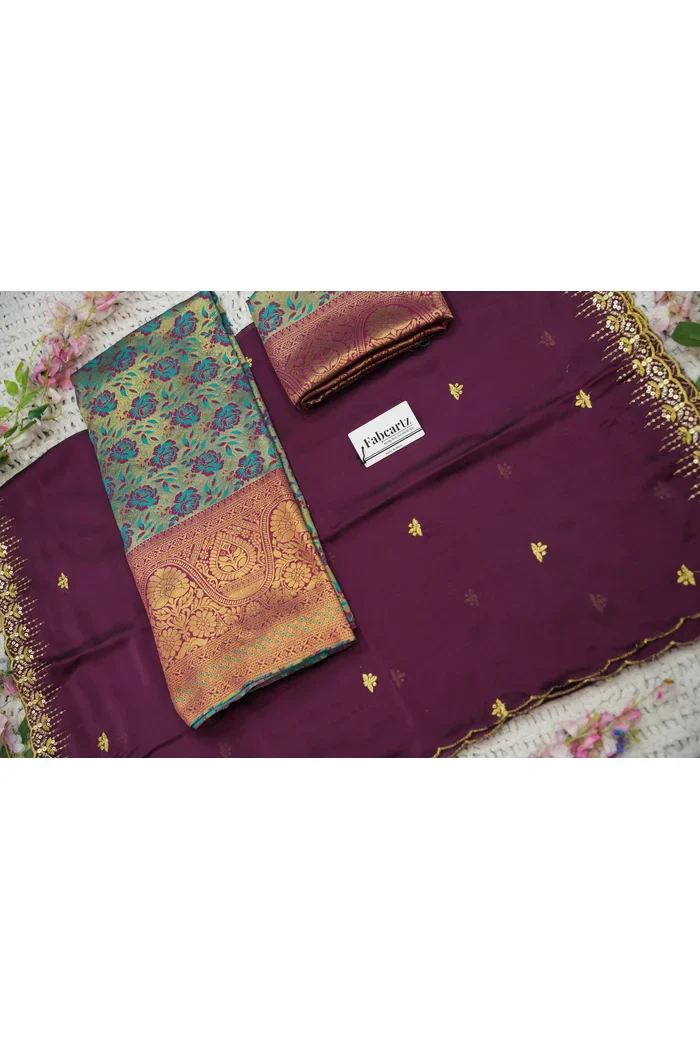 Beautiful South Indian Style Half Saree with Embroidery Blouse and Dupatta for Women | Atreyi Kv - Image 84