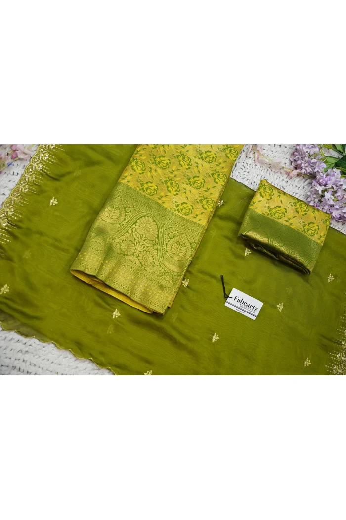 Beautiful South Indian Style Half Saree with Embroidery Blouse and Dupatta for Women | Atreyi Kv - Image 99