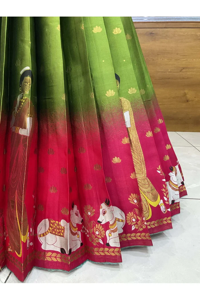 Beautiful South Indian Style Half Saree with Embroidery Blouse and Dupatta for Women | Gauri - Image 11