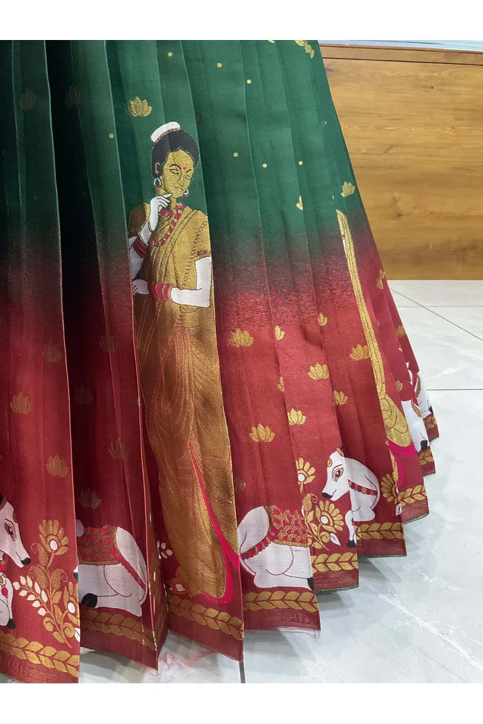 Beautiful South Indian Style Half Saree with Embroidery Blouse and Dupatta for Women | Gauri - Image 17