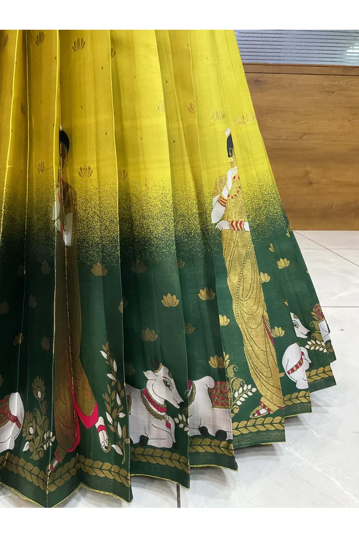 Beautiful South Indian Style Half Saree with Embroidery Blouse and Dupatta for Women | Gauri - Image 29