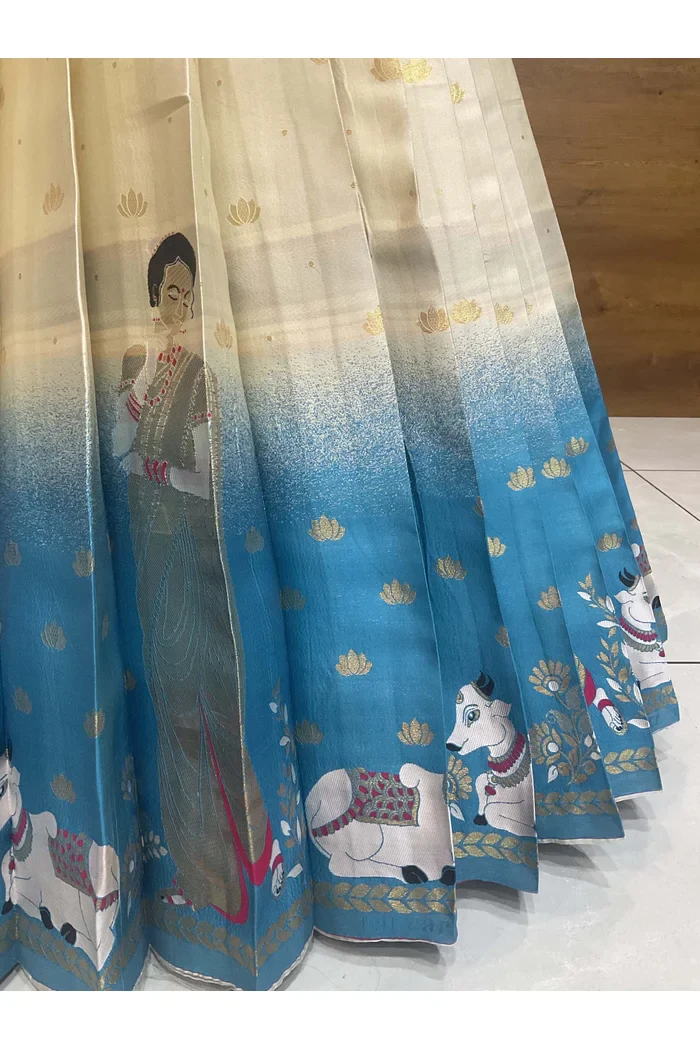 Beautiful South Indian Style Half Saree with Embroidery Blouse and Dupatta for Women | Gauri - Image 35