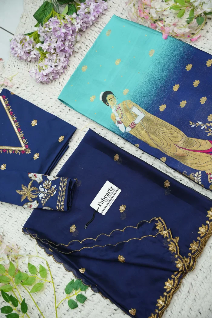 Beautiful South Indian Style Half Saree with Embroidery Blouse and Dupatta for Women | Gauri - Image 38