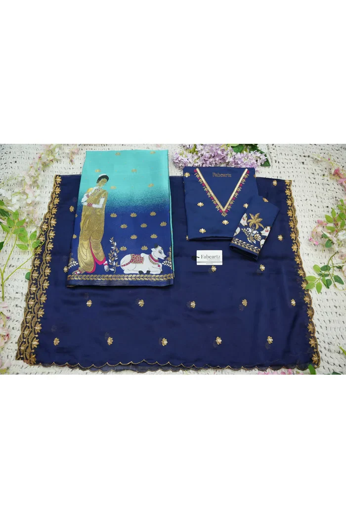 Beautiful South Indian Style Half Saree with Embroidery Blouse and Dupatta for Women | Gauri - Image 44