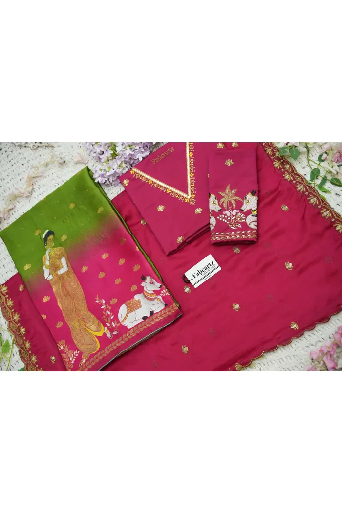 Beautiful South Indian Style Half Saree with Embroidery Blouse and Dupatta for Women | Gauri - Image 53