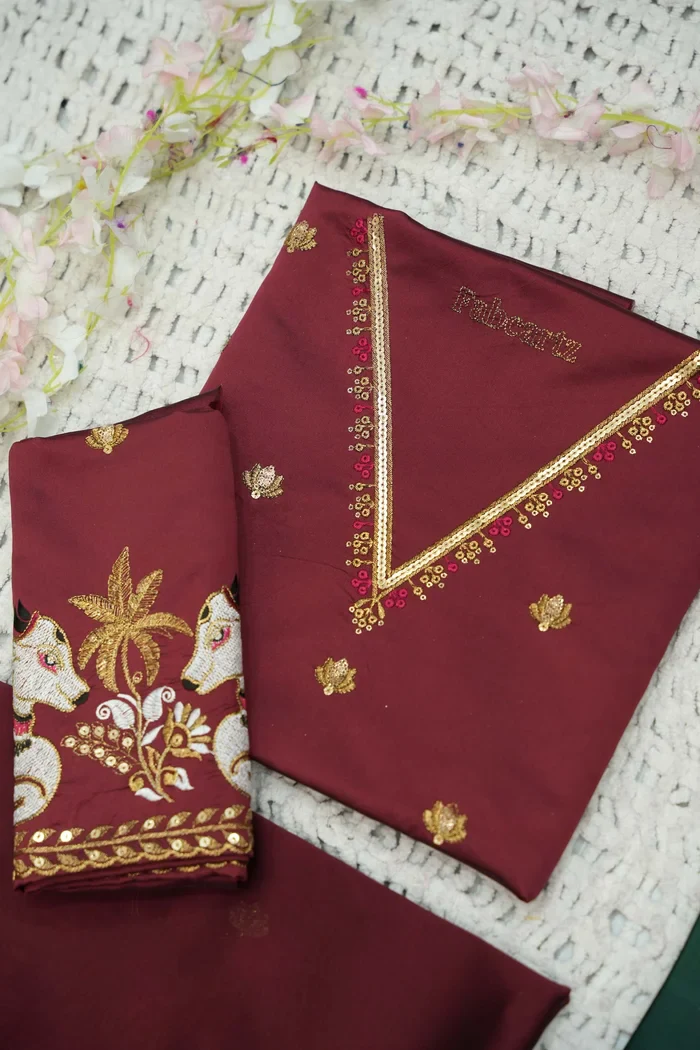 Beautiful South Indian Style Half Saree with Embroidery Blouse and Dupatta for Women | Gauri - Image 60