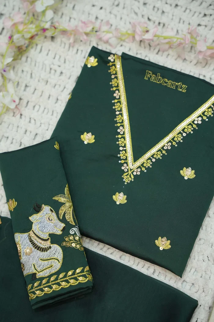 Beautiful South Indian Style Half Saree with Embroidery Blouse and Dupatta for Women | Gauri - Image 71