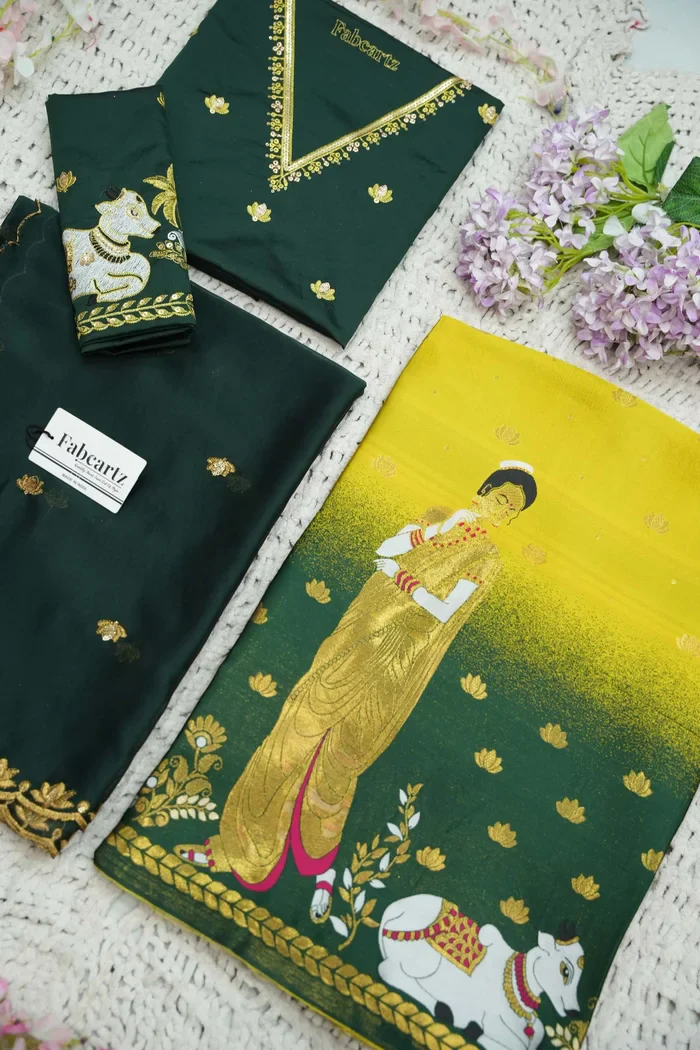 Beautiful South Indian Style Half Saree with Embroidery Blouse and Dupatta for Women | Gauri - Image 78