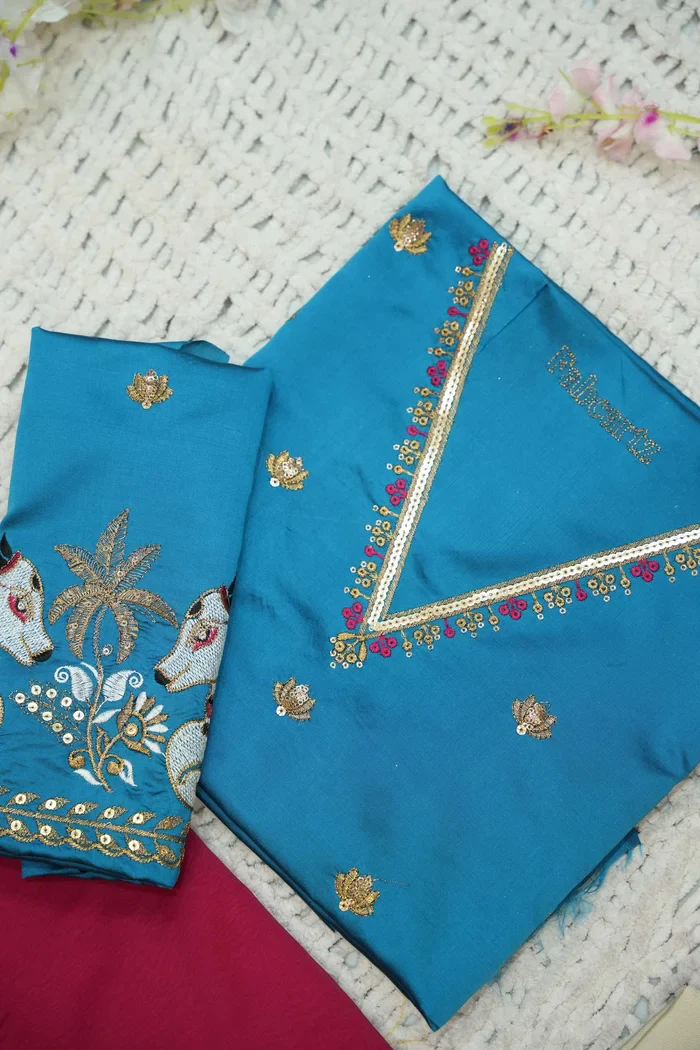 Beautiful South Indian Style Half Saree with Embroidery Blouse and Dupatta for Women | Gauri - Image 88