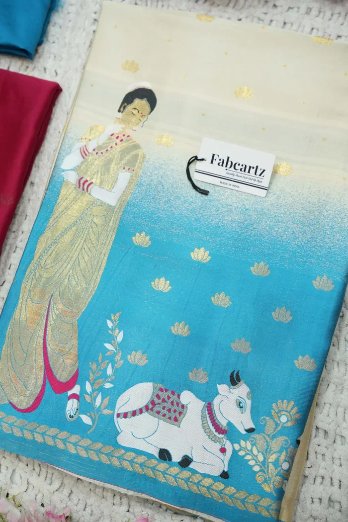 Beautiful South Indian Style Half Saree with Embroidery Blouse and Dupatta for Women | Gauri - Image 108