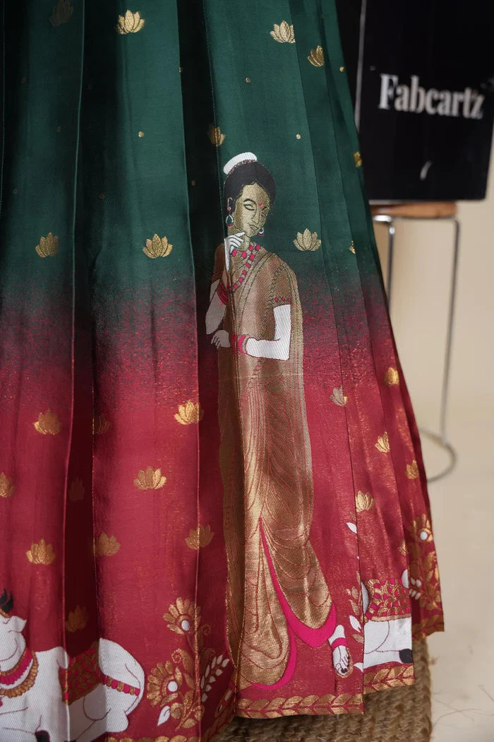 Beautiful South Indian Style Half Saree with Embroidery Blouse and Dupatta for Women | Gauri - Image 27