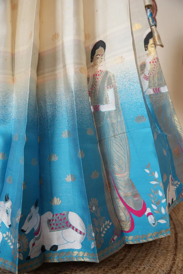 Beautiful South Indian Style Half Saree with Embroidery Blouse and Dupatta for Women | Gauri - Image 54
