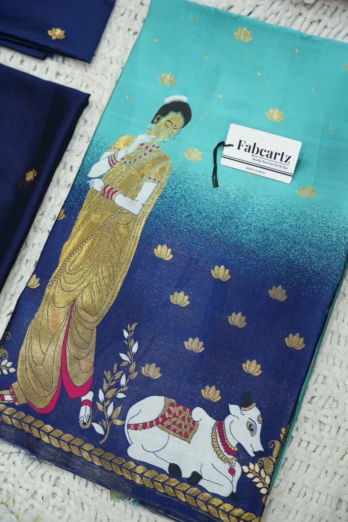 Beautiful South Indian Style Half Saree with Embroidery Blouse and Dupatta for Women | Gauri - Image 60