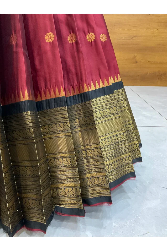 Beautiful South Indian Style Half Saree with Embroidery Blouse and Dupatta for Women | Hyderabadi - Image 18