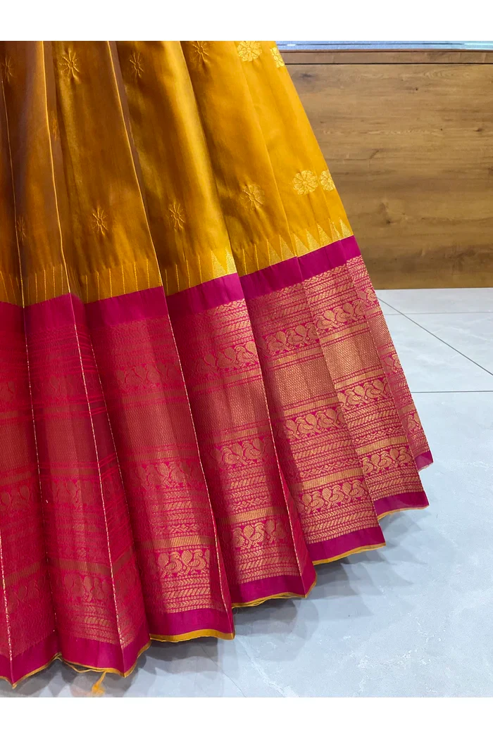 Beautiful South Indian Style Half Saree with Embroidery Blouse and Dupatta for Women | Hyderabadi - Image 30