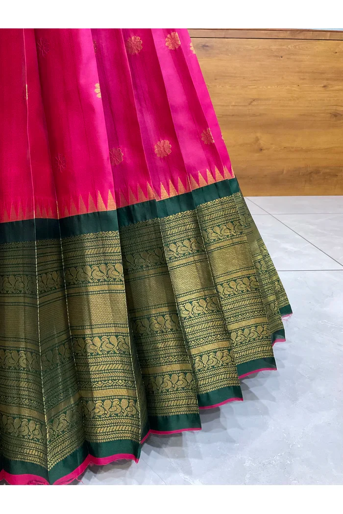 Beautiful South Indian Style Half Saree with Embroidery Blouse and Dupatta for Women | Hyderabadi - Image 36