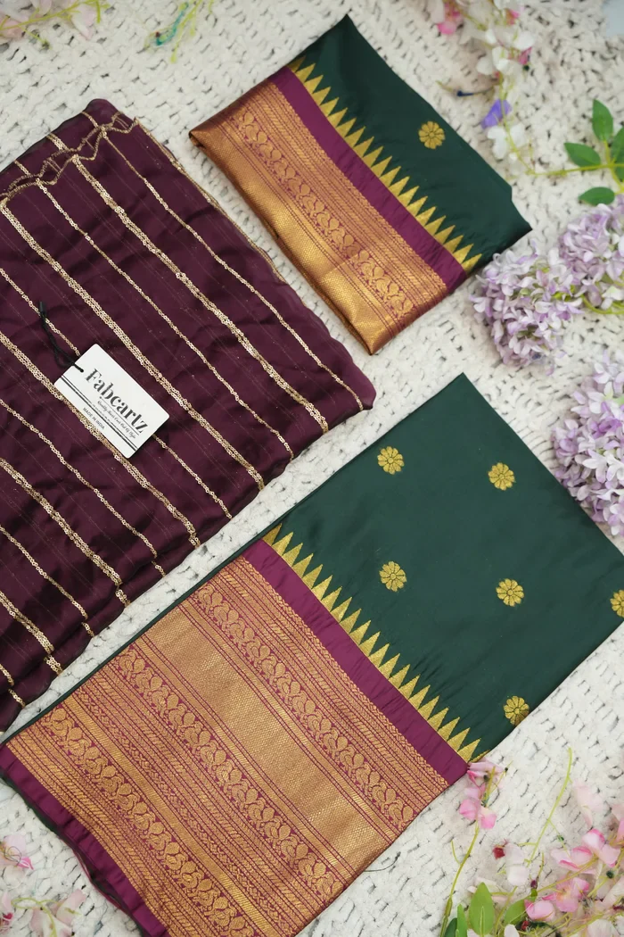 Beautiful South Indian Style Half Saree with Embroidery Blouse and Dupatta for Women | Hyderabadi - Image 40