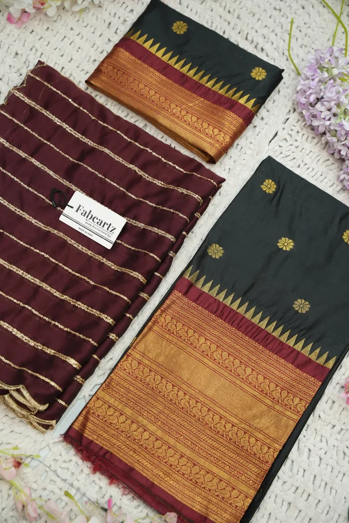 Beautiful South Indian Style Half Saree with Embroidery Blouse and Dupatta for Women | Hyderabadi - Image 48