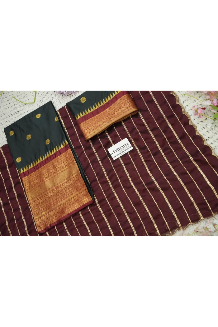 Beautiful South Indian Style Half Saree with Embroidery Blouse and Dupatta for Women | Hyderabadi - Image 50