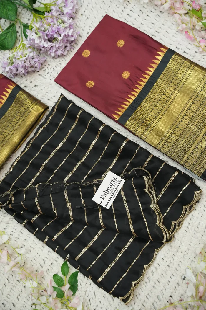 Beautiful South Indian Style Half Saree with Embroidery Blouse and Dupatta for Women | Hyderabadi - Image 55