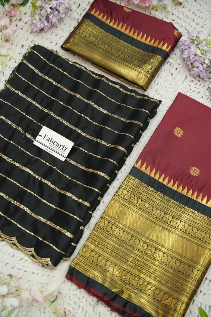 Beautiful South Indian Style Half Saree with Embroidery Blouse and Dupatta for Women | Hyderabadi - Image 56
