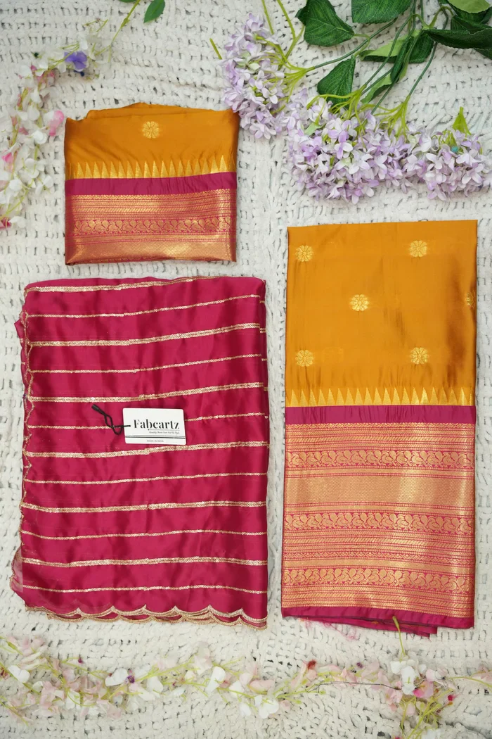 Beautiful South Indian Style Half Saree with Embroidery Blouse and Dupatta for Women | Hyderabadi - Image 69