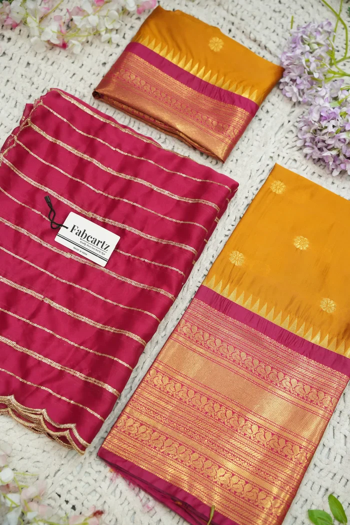 Beautiful South Indian Style Half Saree with Embroidery Blouse and Dupatta for Women | Hyderabadi - Image 71